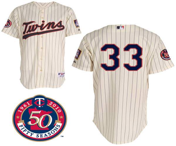 Twins #33 Justin Morneau Stitched Cream MLB Jersey - Click Image to Close